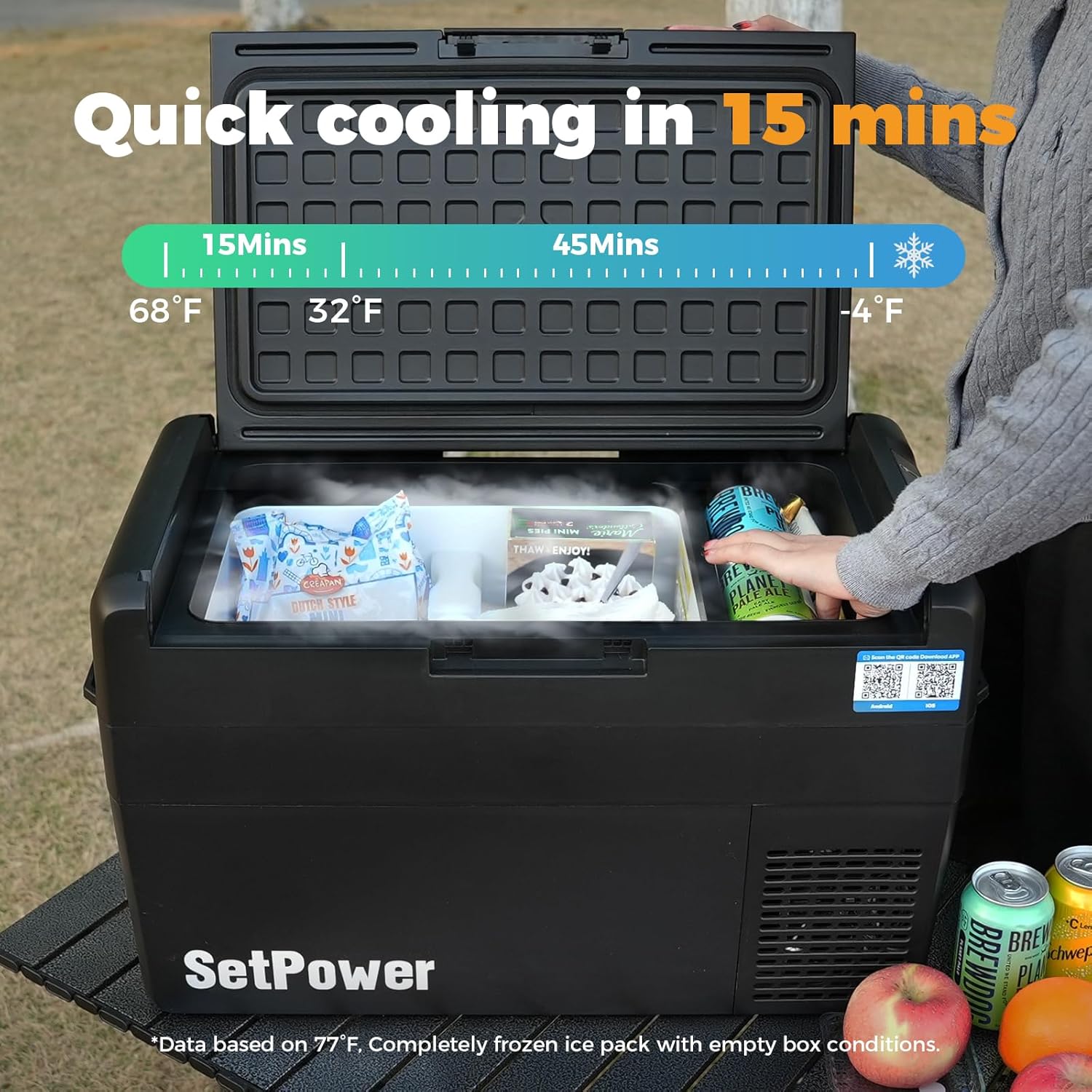 12V Refrigerator 21 Quart Portable Freezer 50 Hours Keep Cool,Electric Cooler for Vehicles Car Refrigerator 12V Portable Fridge for Car Camping Truck Van RV SUV Road Trip Travel RF20 wourant