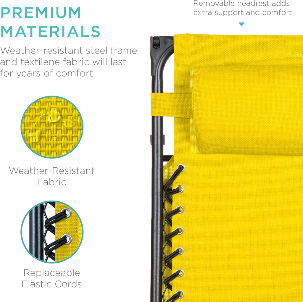 Best Choice Products Folding Zero Gravity Outdoor Recliner Patio Lounge Chair w/Adjustable Canopy Shade, Headrest, Side Accessory Tray, Textilene Mesh - Peacock Blue wourant