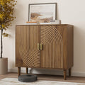 Walnut sideboard, freestanding dining cabinet with cable channel design, wooden storage cabinet with adjustable shelves wourant