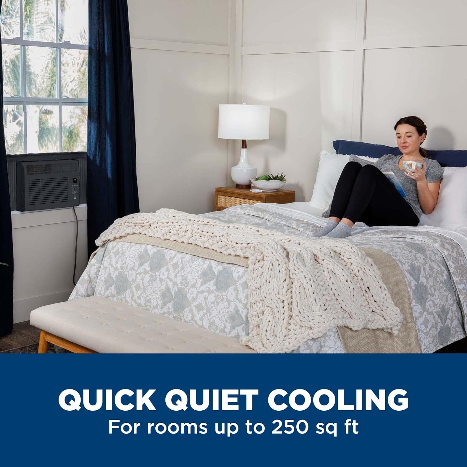 GE Window Air Conditioner Unit, 6,000 BTU for Small Rooms up to 250 sq ft. with Adjustable Fan and Cooling Settings, Perfect for Small Bedroom or Living Room, Easy Install Kit Included, White wourant