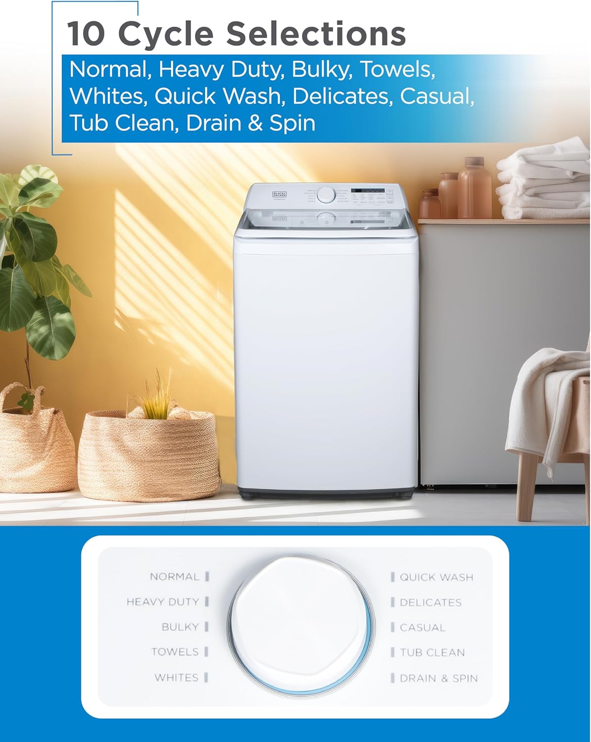 Portable Washer 6.6 lb. Capacity Washing Machine for Homes & Apartments 5 Wash Cycles Quick Connect Sink Adapter and Drain Hose Included Transparent Lid wourant