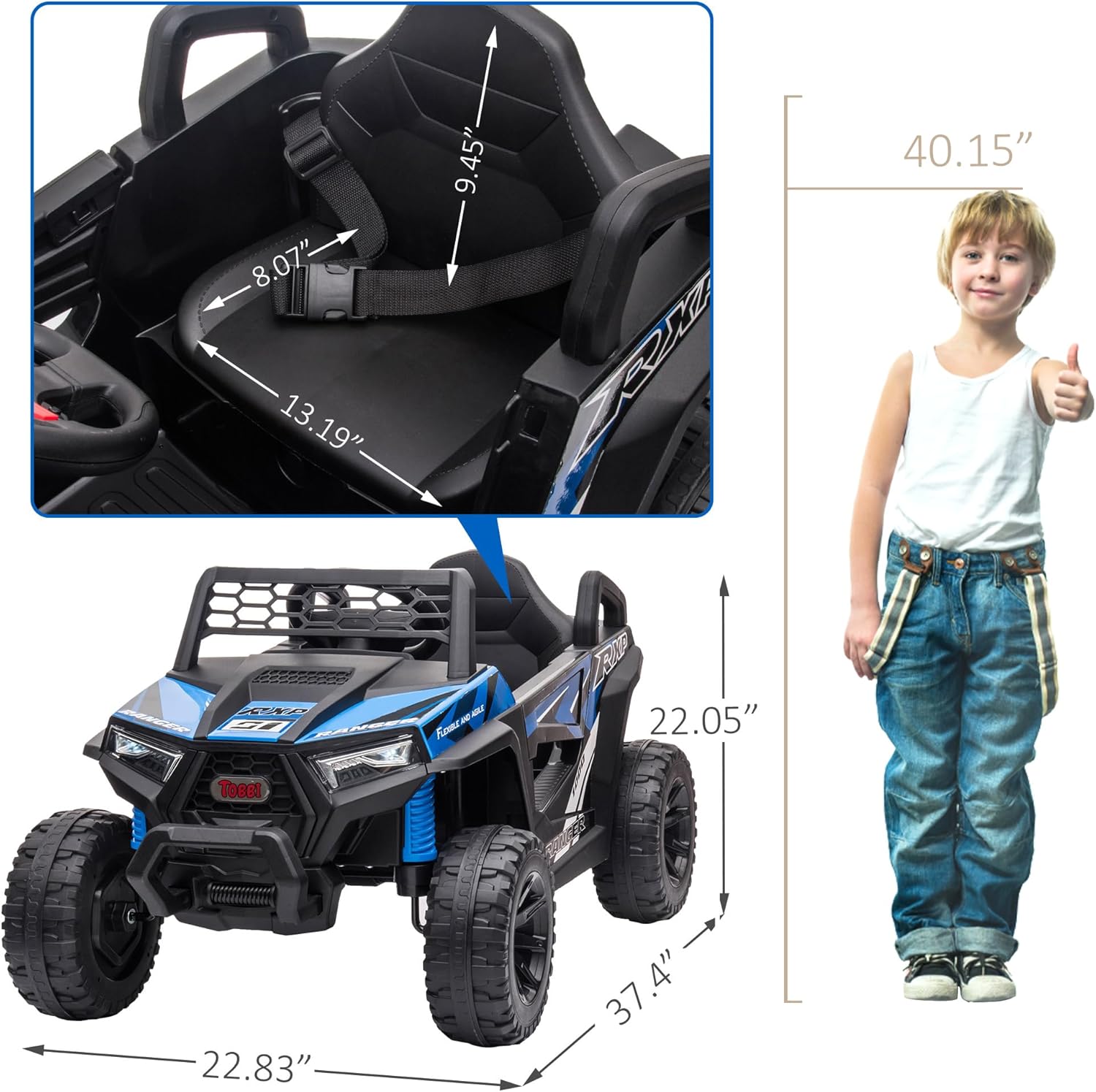 TOBBI 12V Kids Ride on Car, Electric Off-Road UTV Truck with Diverse Functions, Double Open Doors, Safety Belt, Horn, Music, and Lights for Kids Aged 3-5 Years (Rose Red) wourant