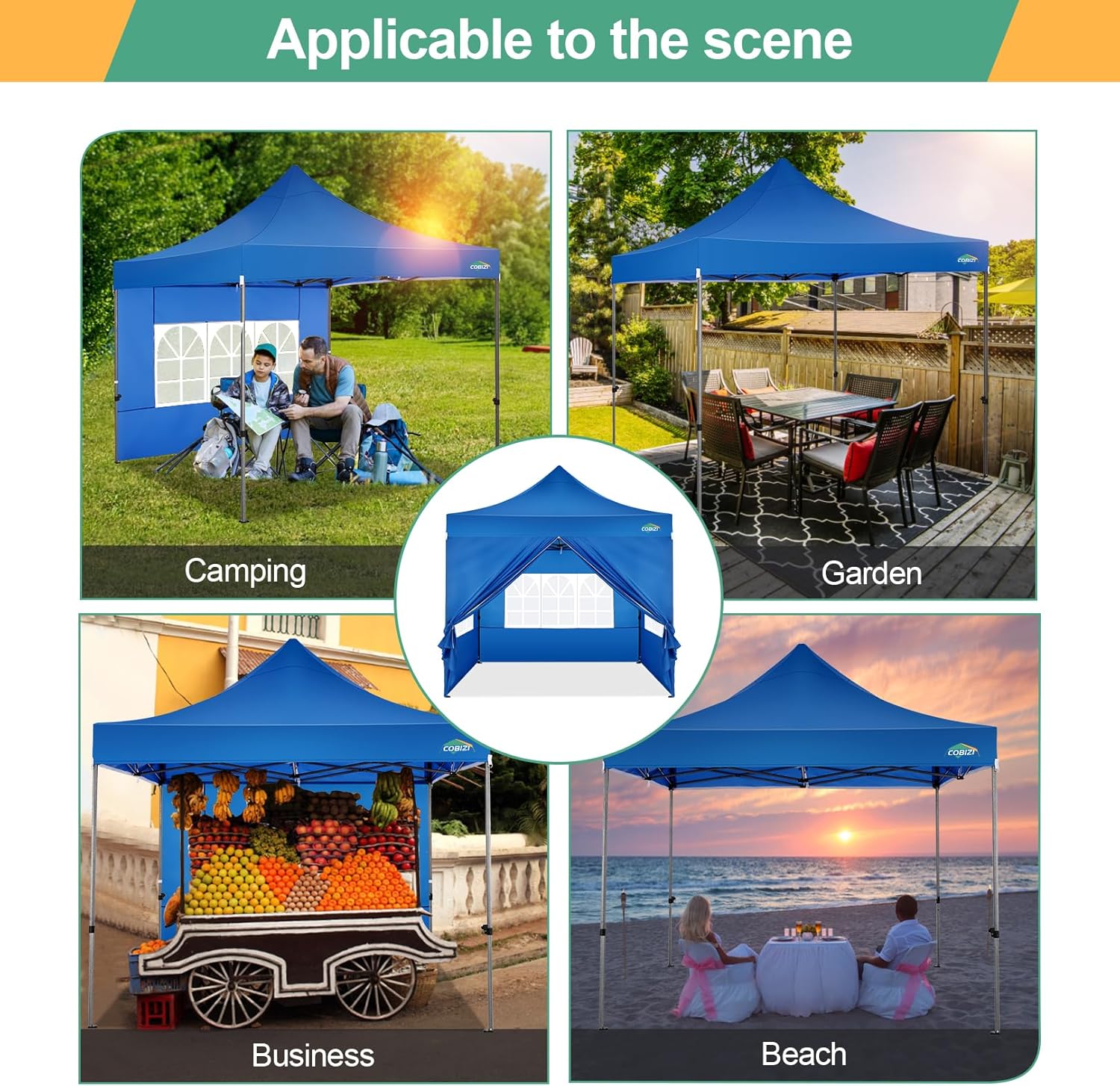COBIZI 10x20 Heavy Duty Pop up Canopy Tent with 6 sidewalls Easy Up Commercial Outdoor Canopy Wedding Party Tents for Parties All Season Wind & Waterproof Gazebo with Roller Bag,Black(Frame Thickened) wourant