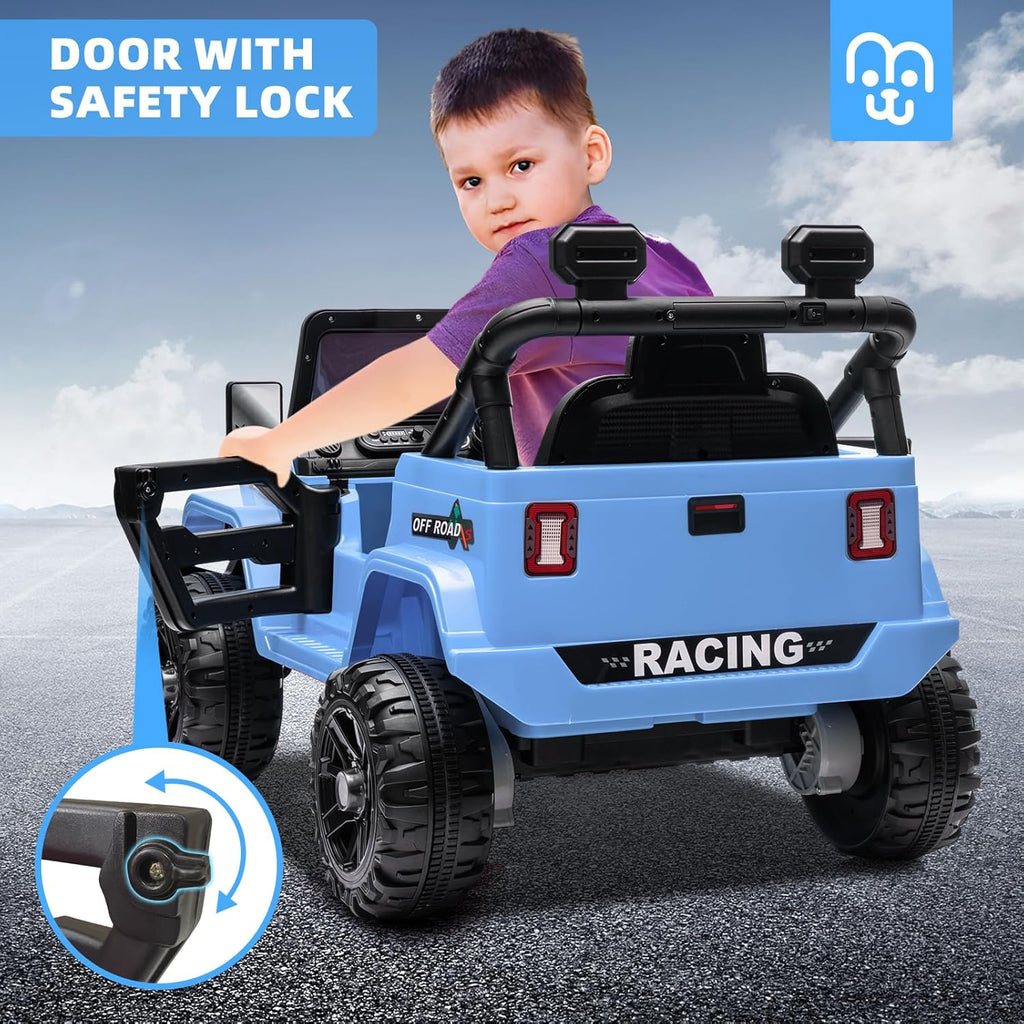12V Kids Electric Ride on Truck Car Remote Control, Twin 35W Motors 3.5MPH Max Speed, Bluetooth USB Music Player, 4 Wheels Suspension LED Lights Safety Belt, Gift for Boy & Girl-Rosy wourant