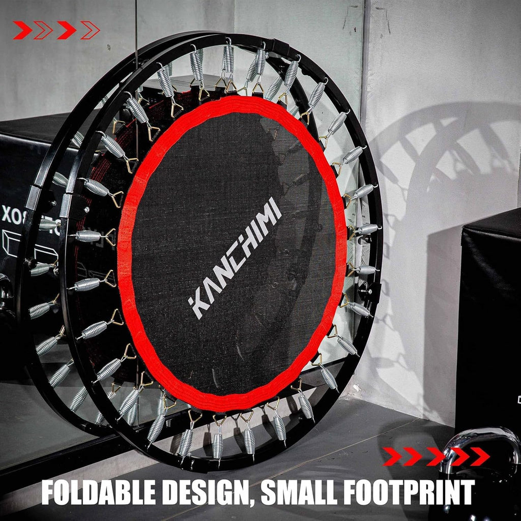 Kanchimi 40" 48" Folding Mini Fitness Indoor Exercise Workout Rebounder Trampoline with Handle, Max Load 330lbs wourant