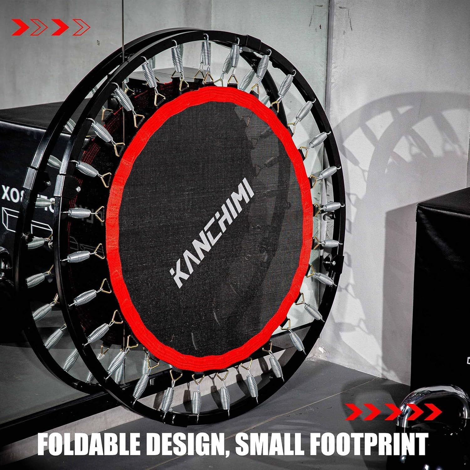 Kanchimi 40" 48" Folding Mini Fitness Indoor Exercise Workout Rebounder Trampoline with Handle, Max Load 330lbs wourant