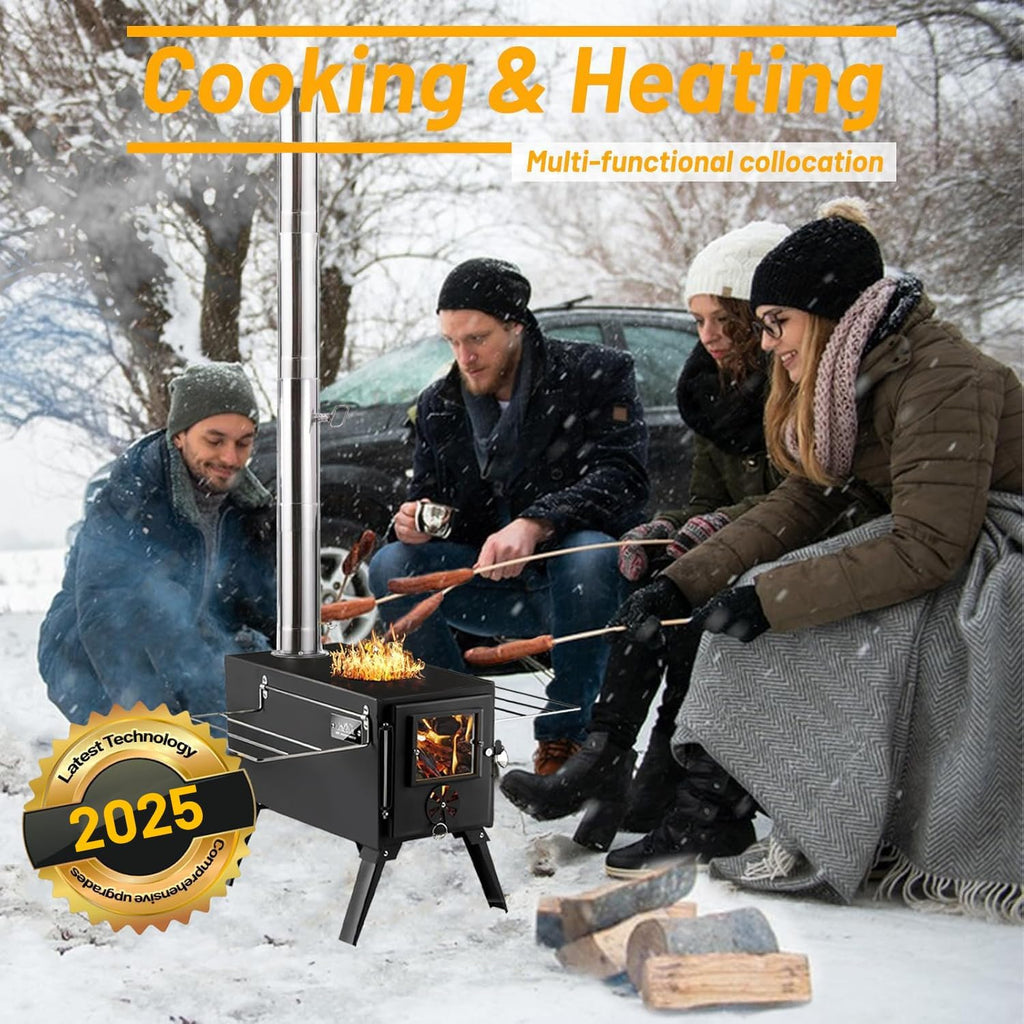 Hot Tent Stove Wood Stove, Small Wood Stove for Outdoor Heating and Cooking, Ice Fishing, Hunting wourant