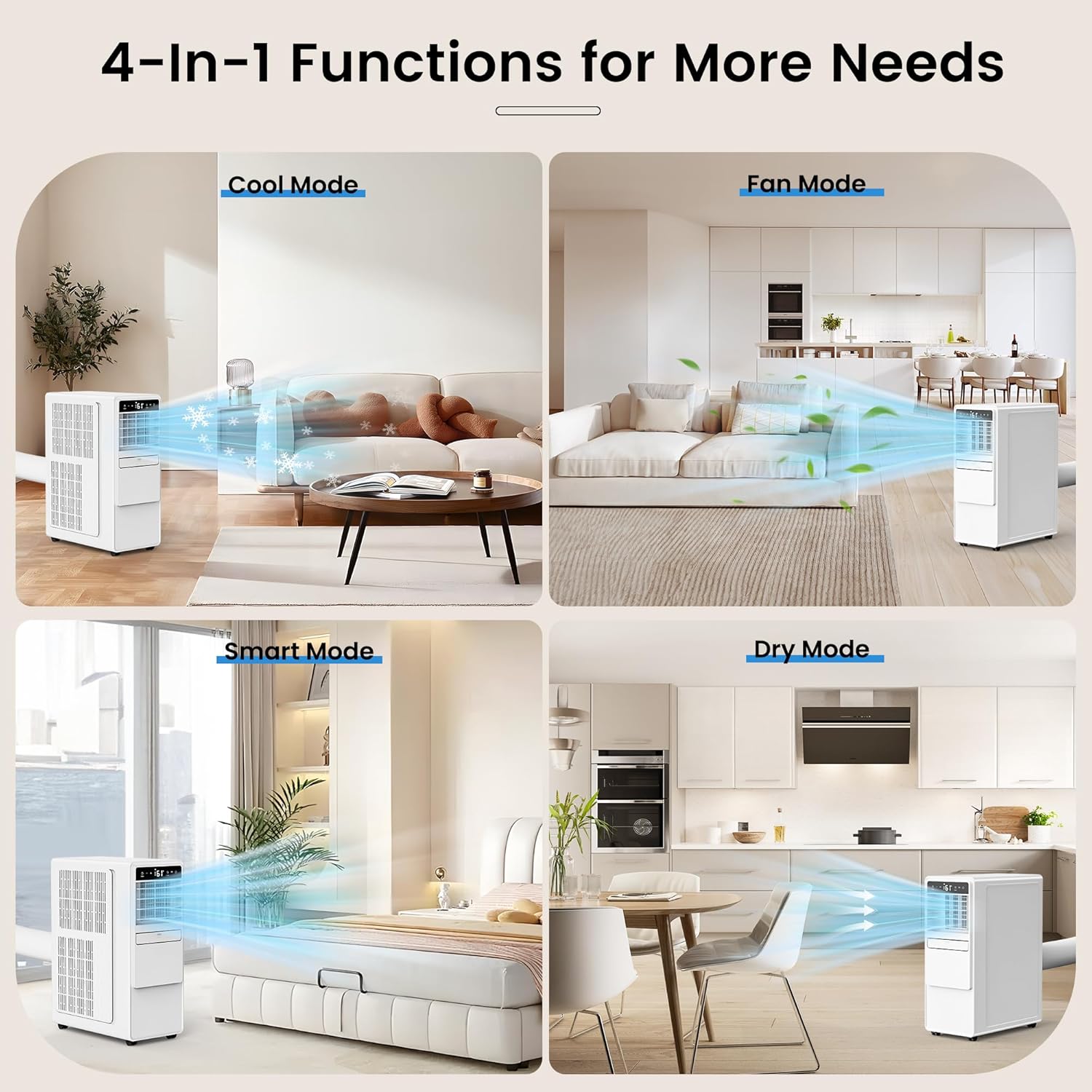 12000 BTU Portable Air Conditioners for Room up to 500 sq.ft, 3-in-1 Free Standing Quiet Portable AC Unit with Fan & Dehumidifier, Remote Control, Sleep Mode/24h Timer, 4 Speed, Auto Swing wourant