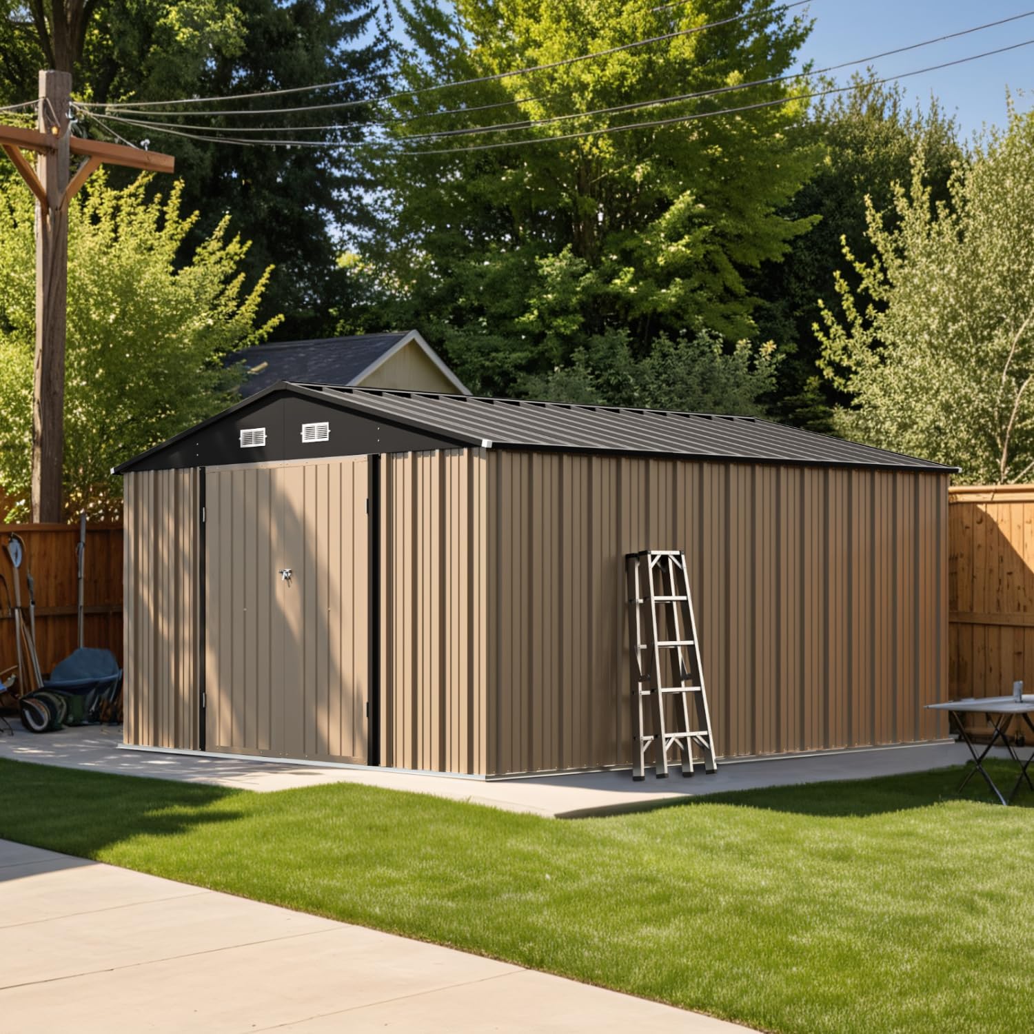 Patiowell 5x3 FT Outdoor Storage Shed Tool Shed with Sloping Roof and Lockable Door Metal Shed wourant