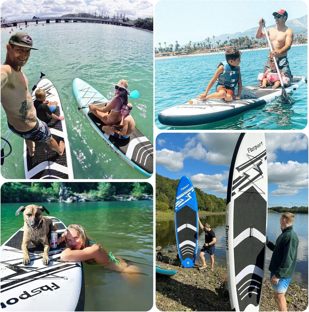 FBSPORT 11' Premium Stand Up Paddle Board, Yoga Board with Durable SUP Accessories & Carry Bag | Wide Stance, Surf Control, Non-Slip Deck, Leash, Paddle and Pump for Youth & Adult wourant