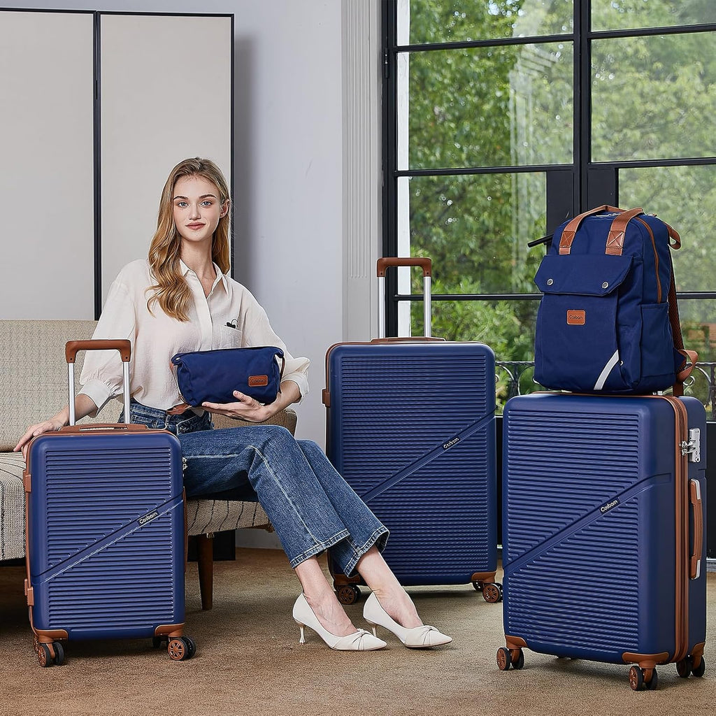 5-Piece Luggage Set with Spinner Wheels, Hard-Shell ABS Luggage Set with Tsa Lock, Lightweight Hard-Shell Waterproof Travel Case, Unisex, Gray wourant