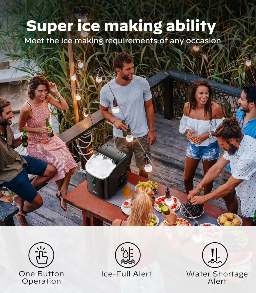 Nugget Ice Maker Countertop, Silonn Chewable Pellet Ice Machine with Self-Cleanin Function, 33lbs/24H Portable Ice Makers for Home Kitchen Officce, Black wourant