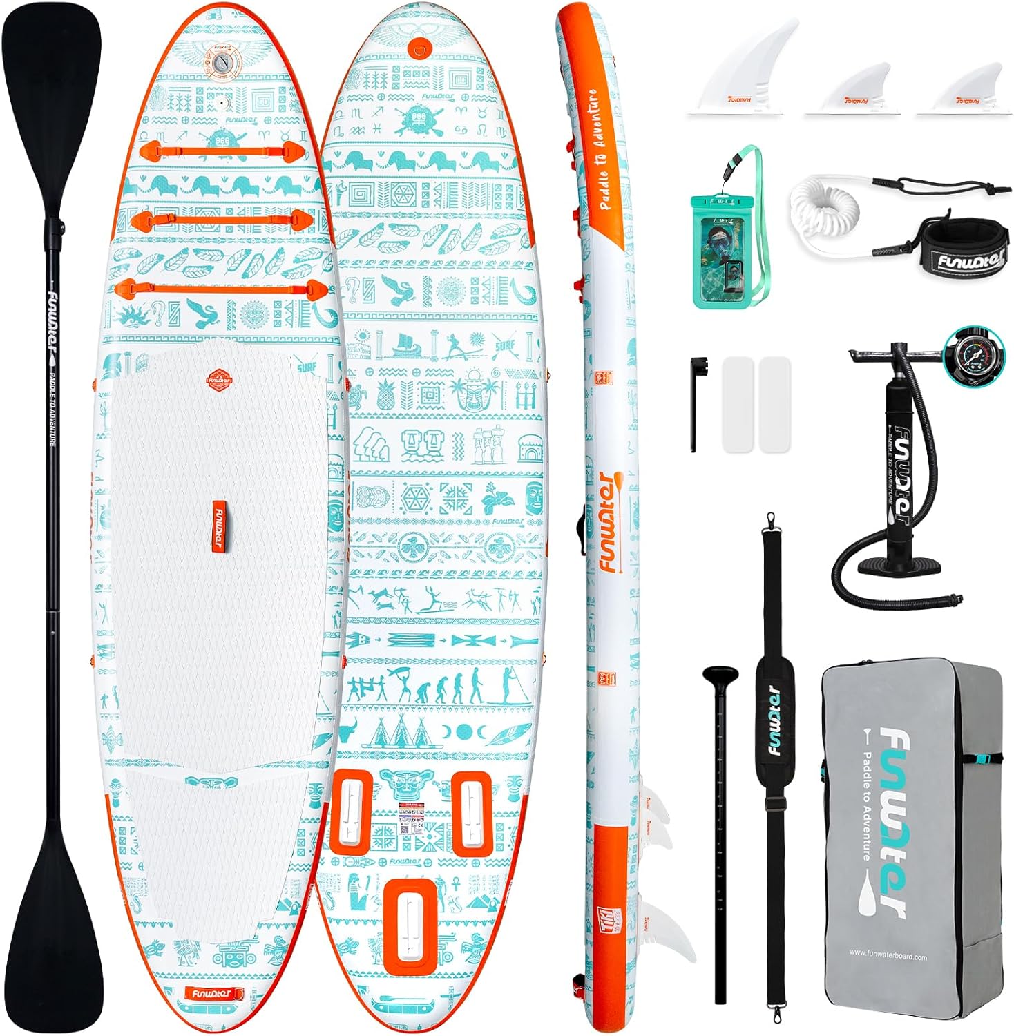 FunWater Inflatable Stand Up Paddle Board with Premium SUP Paddle Accessories, Non-Slip EVA Deck, 11'/10'6' Paddle wourant