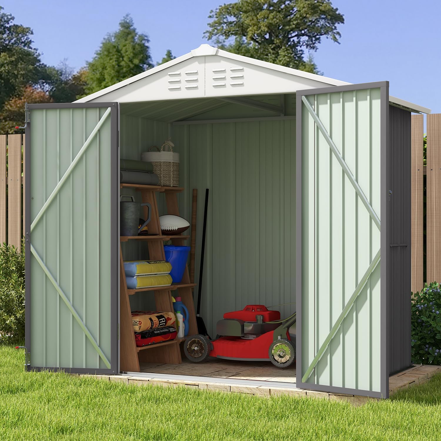 Patiowell 5x3 FT Outdoor Storage Shed Tool Shed with Sloping Roof and Lockable Door Metal Shed wourant