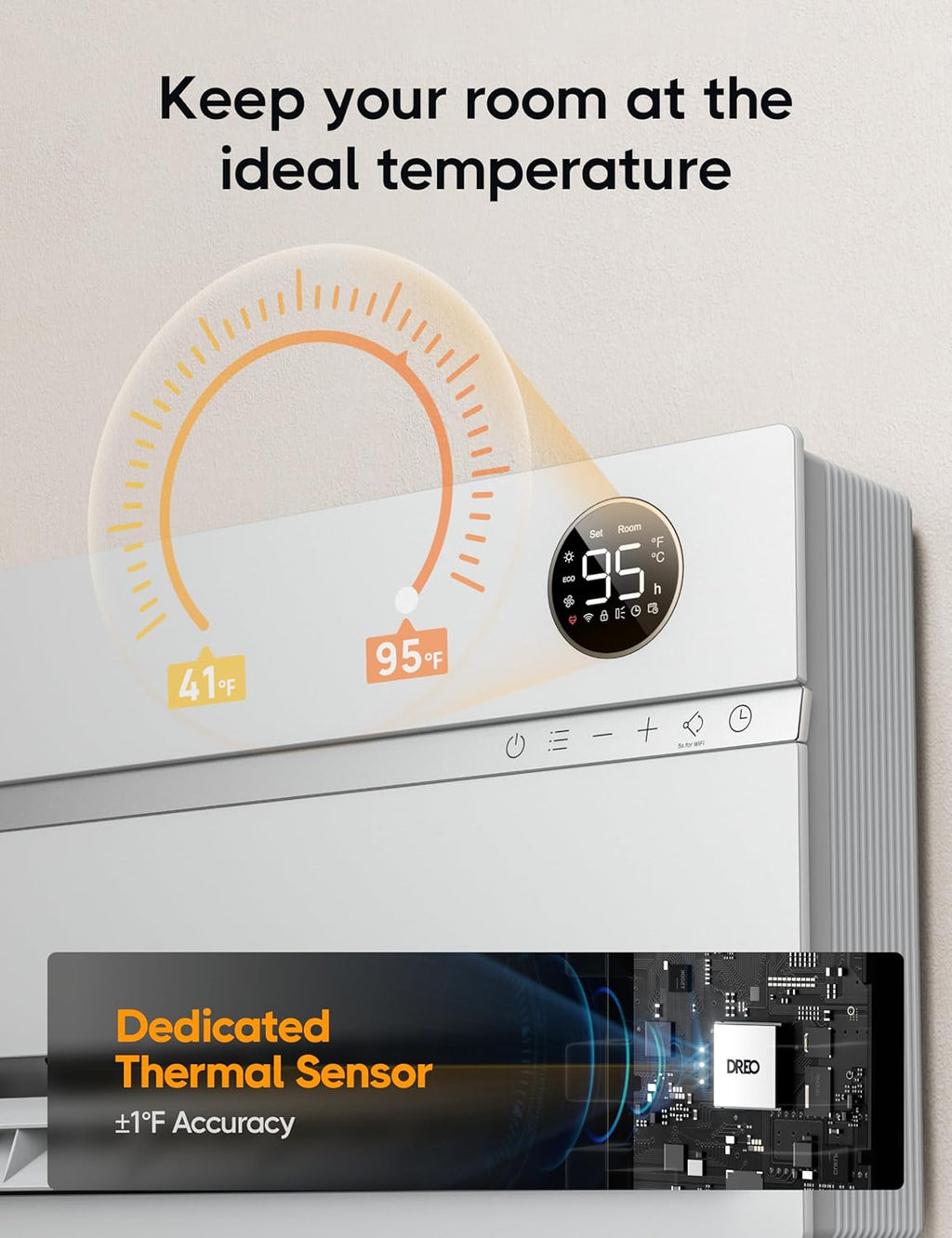 Dreo Smart Wall Heater, Electric Space Heater for Bedroom 1500W, 120° Vertical Oscillation, Adjustable Thermostat, Remote Control, 24H Timer, Easy-Mount Heater for Indoor Use, Works with Alexa, WH719S wourant