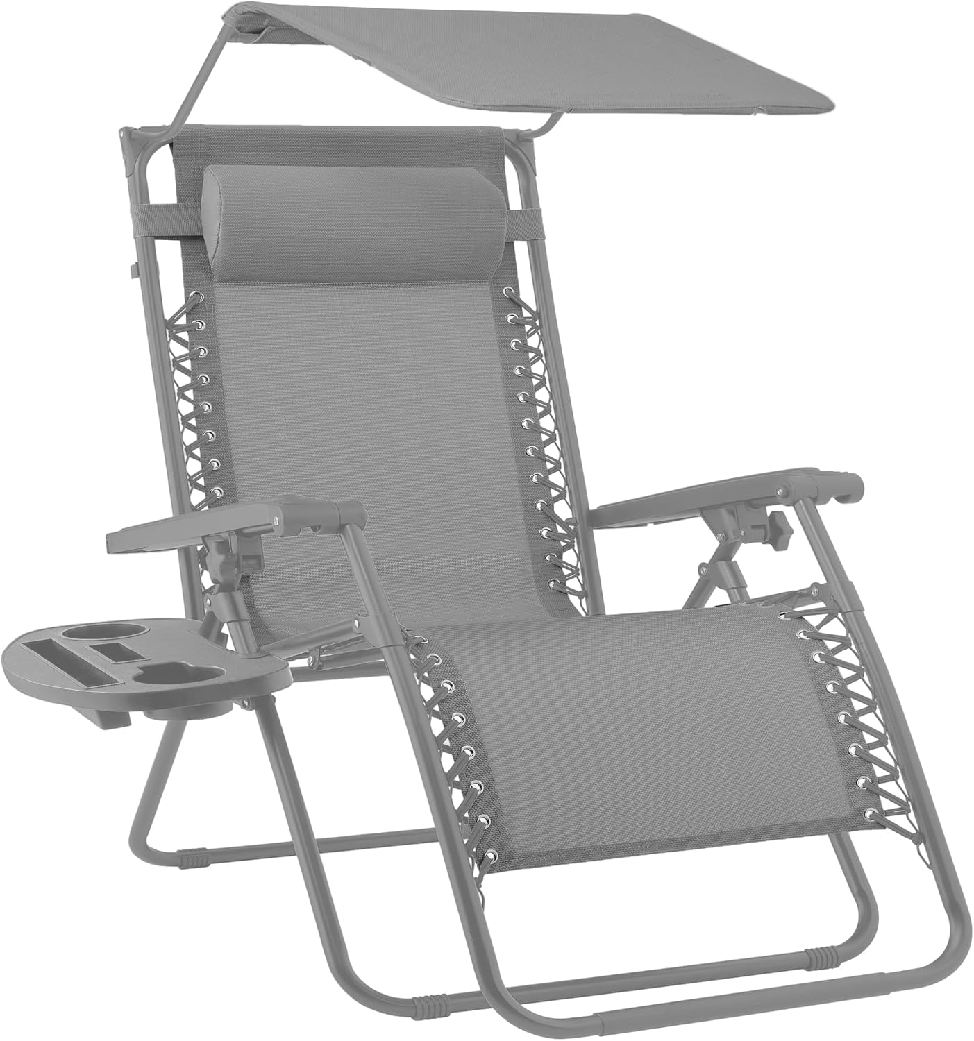 Best Choice Products Folding Zero Gravity Outdoor Recliner Patio Lounge Chair w/Adjustable Canopy Shade, Headrest, Side Accessory Tray, Textilene Mesh - Peacock Blue wourant