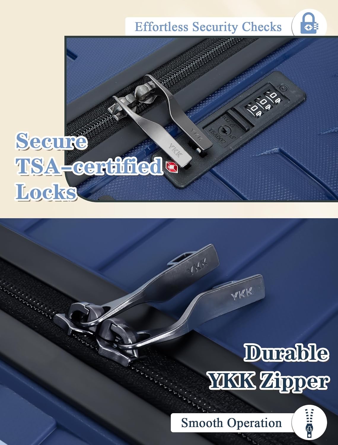 5-piece luggage set with wheels, ABS hardshell suitcase with spinner wheels wourant