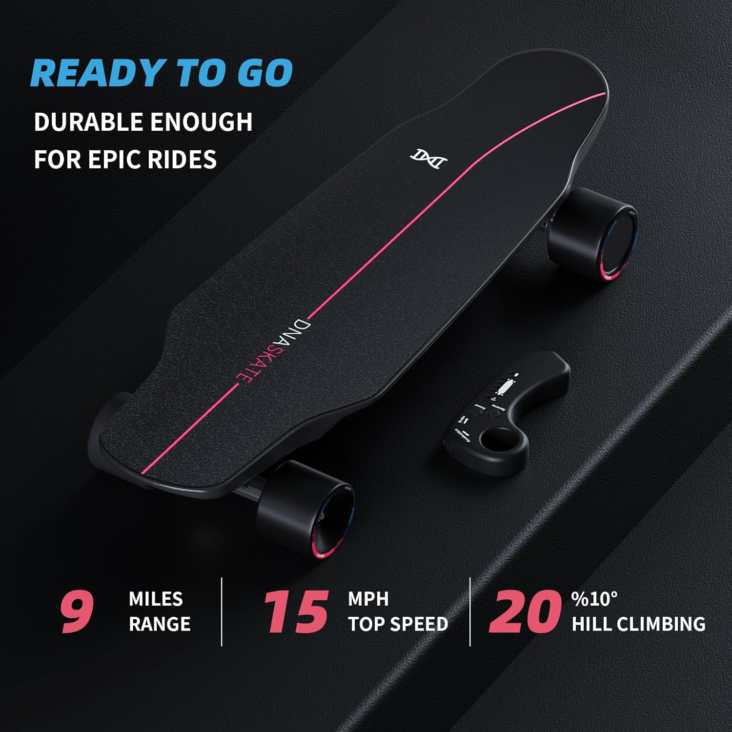 DNASKATE M8 Electric Skateboard with Remote 15/22 Mph Top Speed 9/15/Miles Range wourant