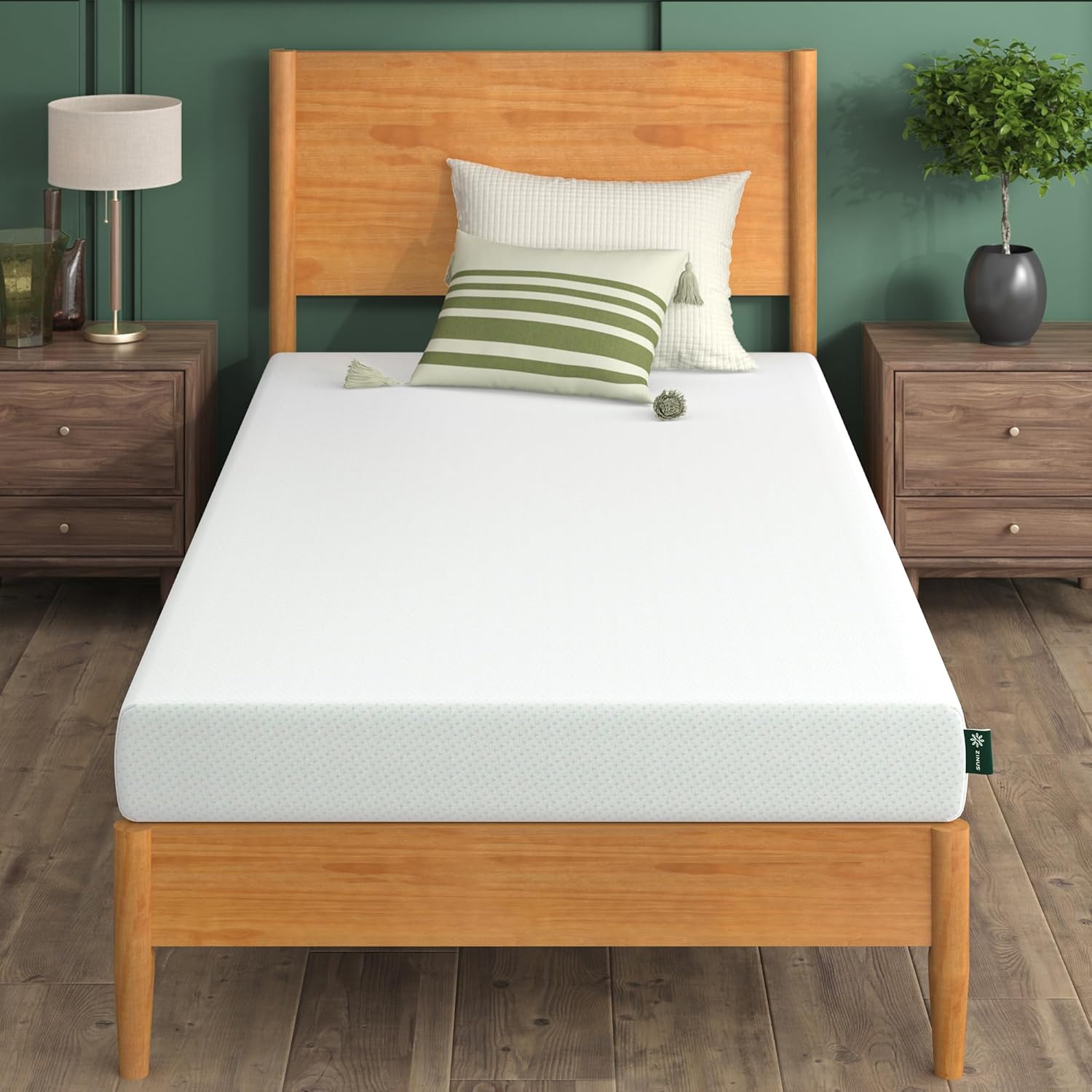 Zinus Lumbar+ Premium 14 Inch Memory Foam Mattress, Lumbar Support, Targeted Pressure Relief, Cooling Gel and Green Tea, Cool-to-The-Touch Cover, Medium Firm Feel, CertiPUR US Certified, King woonhhop