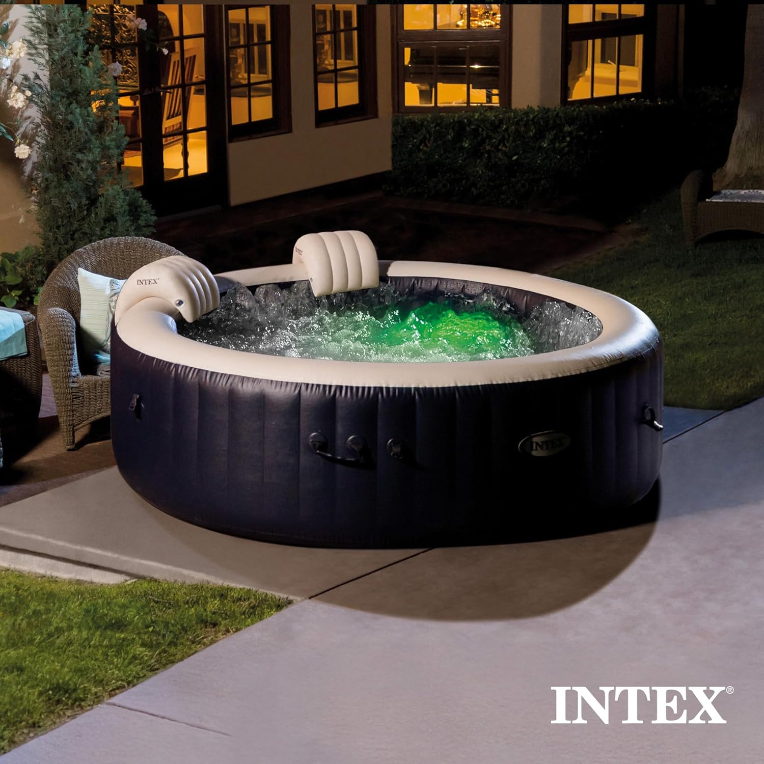 INTEX 28431EP PureSpa Plus Bubble Massage Inflatable Spa Set Includes Energy Efficient Spa Cover wourant