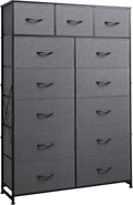 WLIVE Storage Organizer Unit with 13 Fabric Bins, Storage Drawers Organizer with Steel Frame, Tall Storage Tower Organizaton for Living Room, Hallway, Office, Charcoal Black wourant