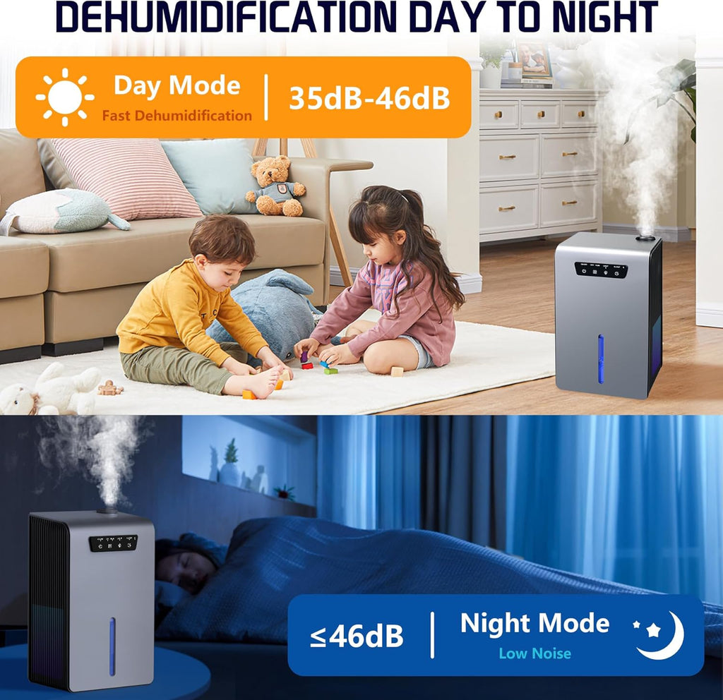 Dehumidifier,2 in 1 Humidifier Dehumidifier Combo,102 OZ Water Tank Dehumidifiers for Home Bedroom,Basement Bathroom,Auto Shut Off,Sleep Mode,7 Colors LED Light wourant