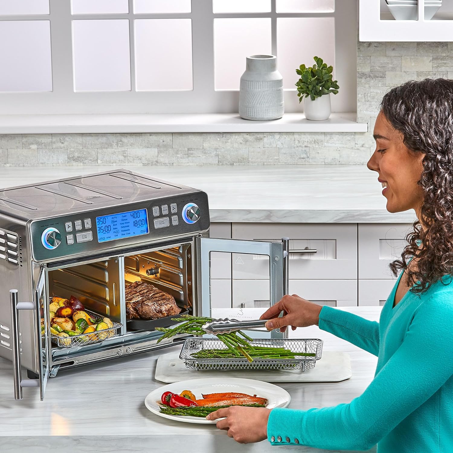 Emeril Lagasse Dual Zone 360 Air Fryer Oven Combo with French Door, 25 QT Extra Large, Cook Two Foods in Different Ways, Up to 60% Faster from Frozen to Finish wourant