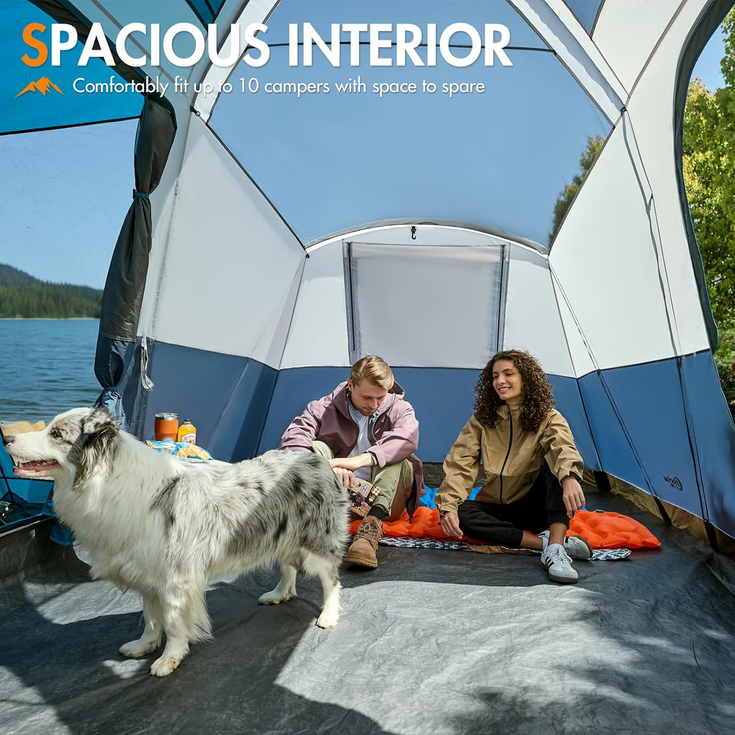PORTAL 6/8/10 Person Family Camping Tent with Screen Room, Water Resistant Big Tunnel Tent with Rainfly, Large Family Tent for Outdoor Camping, Party wourant
