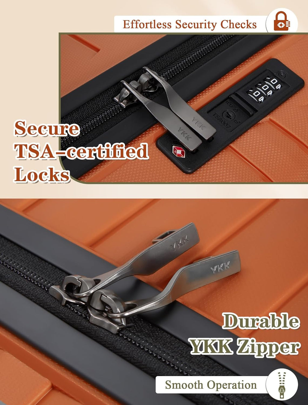 5-piece luggage set with wheels, ABS hardshell suitcase with spinner wheels wourant