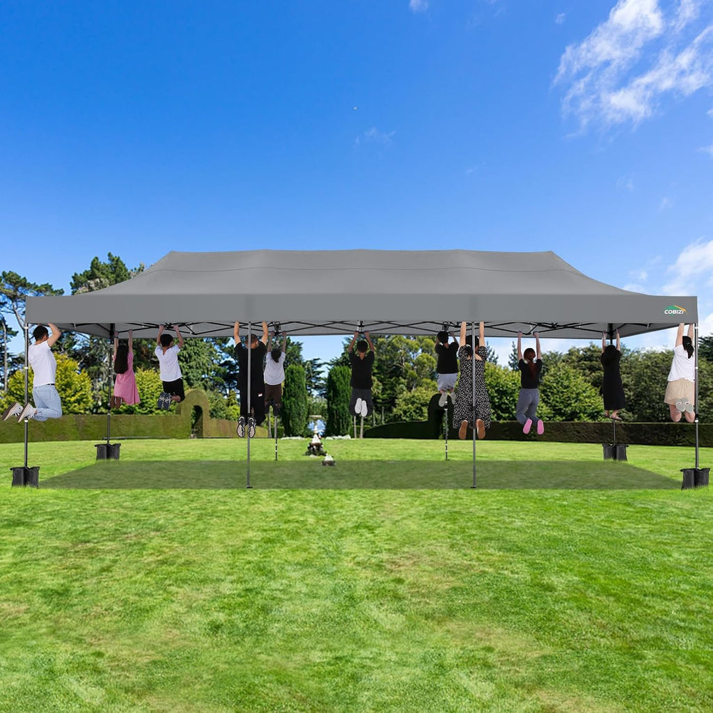 COBIZI 10x20 Heavy Duty Pop up Canopy Tent with 6 sidewalls Easy Up Commercial Outdoor Canopy Wedding Party Tents for Parties All Season Wind & Waterproof Gazebo with Roller Bag,Black(Frame Thickened) wourant