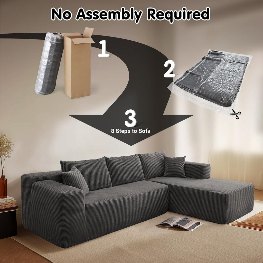 Ovios 104" Cloud Section Sofa L-shaped lounge chair, modern modular sofa wourant