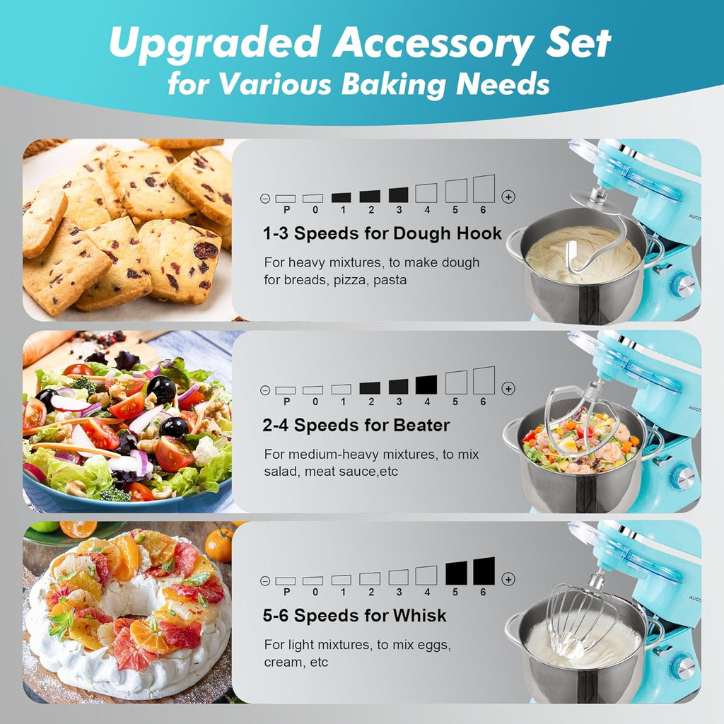 Aucma Stand Mixer,6.5-QT 660W 6-Speed Tilt-Head Food Mixer, Kitchen Electric Mixer with Dough Hook wourant