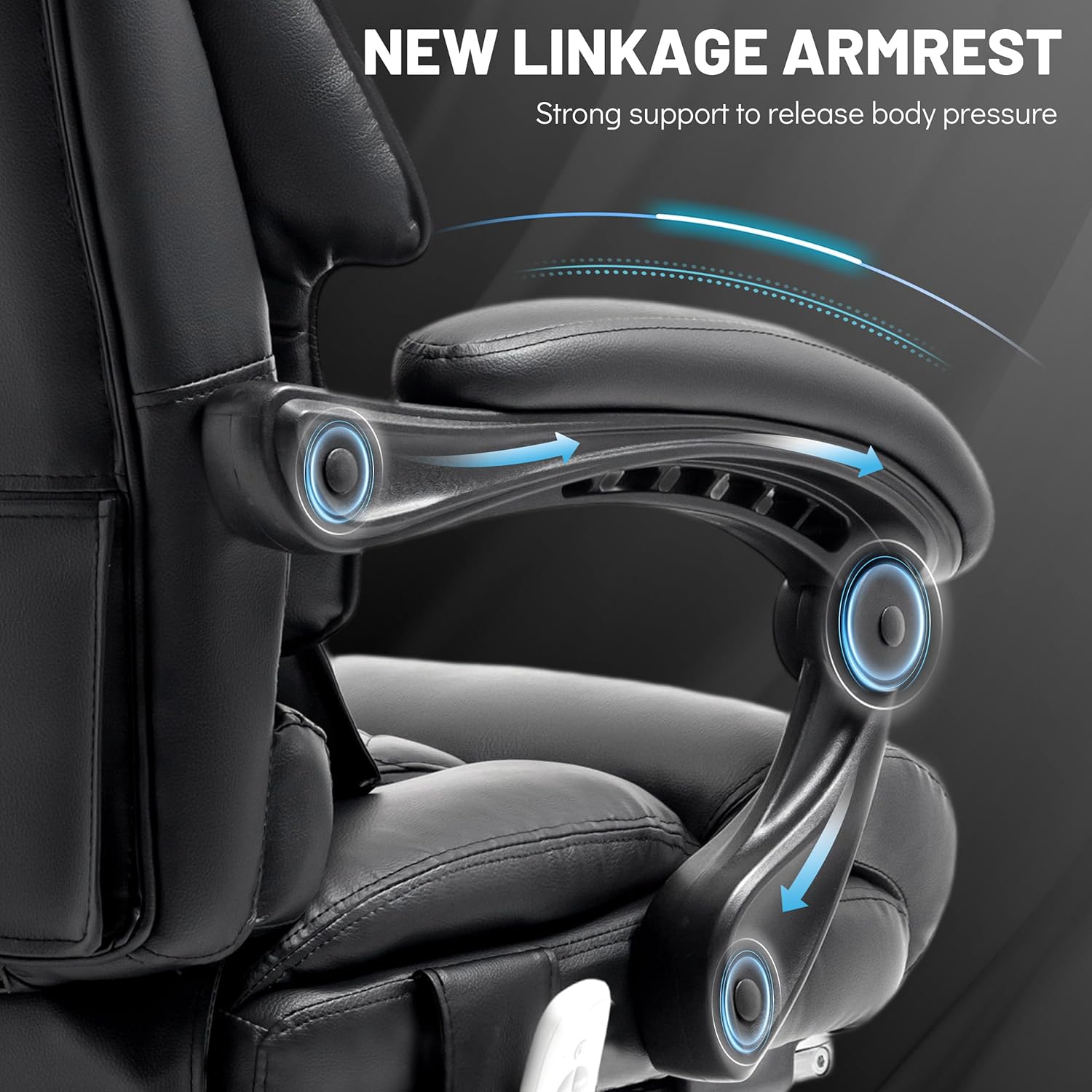 Massage Office Chair with Footrest, Large and Tall Leather Office Chair 500 lbs wourant