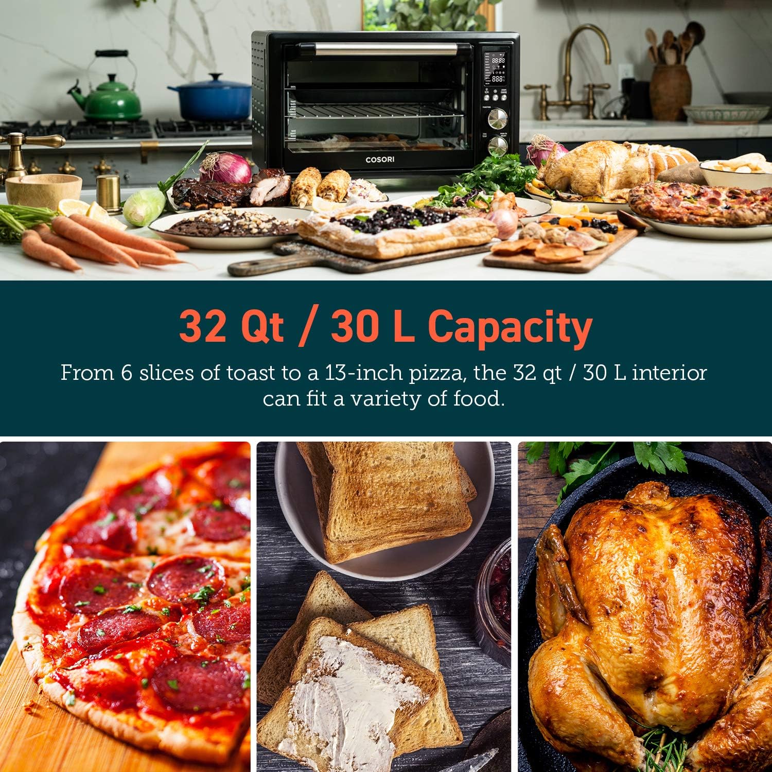 Air Fryer Toaster Oven Combo 13-in-1 32Qt APP & Voice Control Convection Oven Countertop wourant