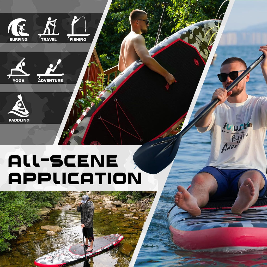 FunWater Inflatable Stand Up Paddle Board with Premium SUP Paddle Accessories, Non-Slip EVA Deck, 11'/10'6' Paddle wourant