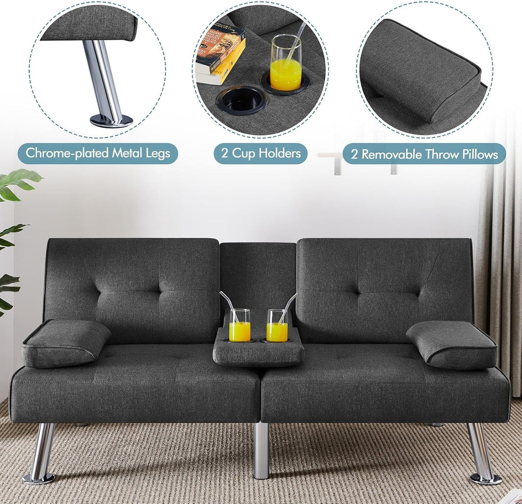Convertible Sofa Bed Modern Imitation Leather Home Recliner Flip Double Sofa Folding Sofa Bed Guest Bed wourant