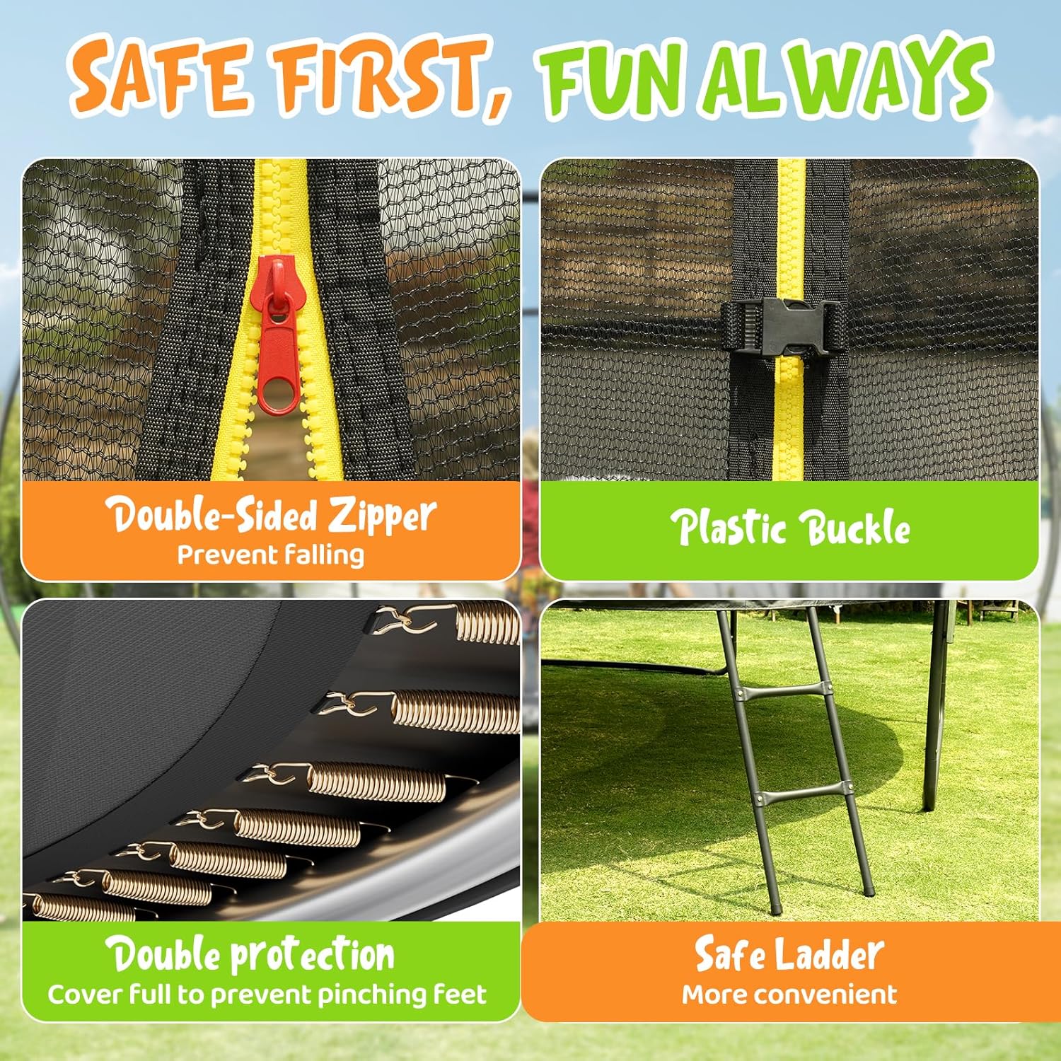 Gigu 10FT 12FT 14FT Recreational Trampolines with Enclosure Net and Ladder and Anti-Rust Coating, ASTM Approved Trampoline Outdoor for Kids and Adults Outdoor Yard Trampolines wourant