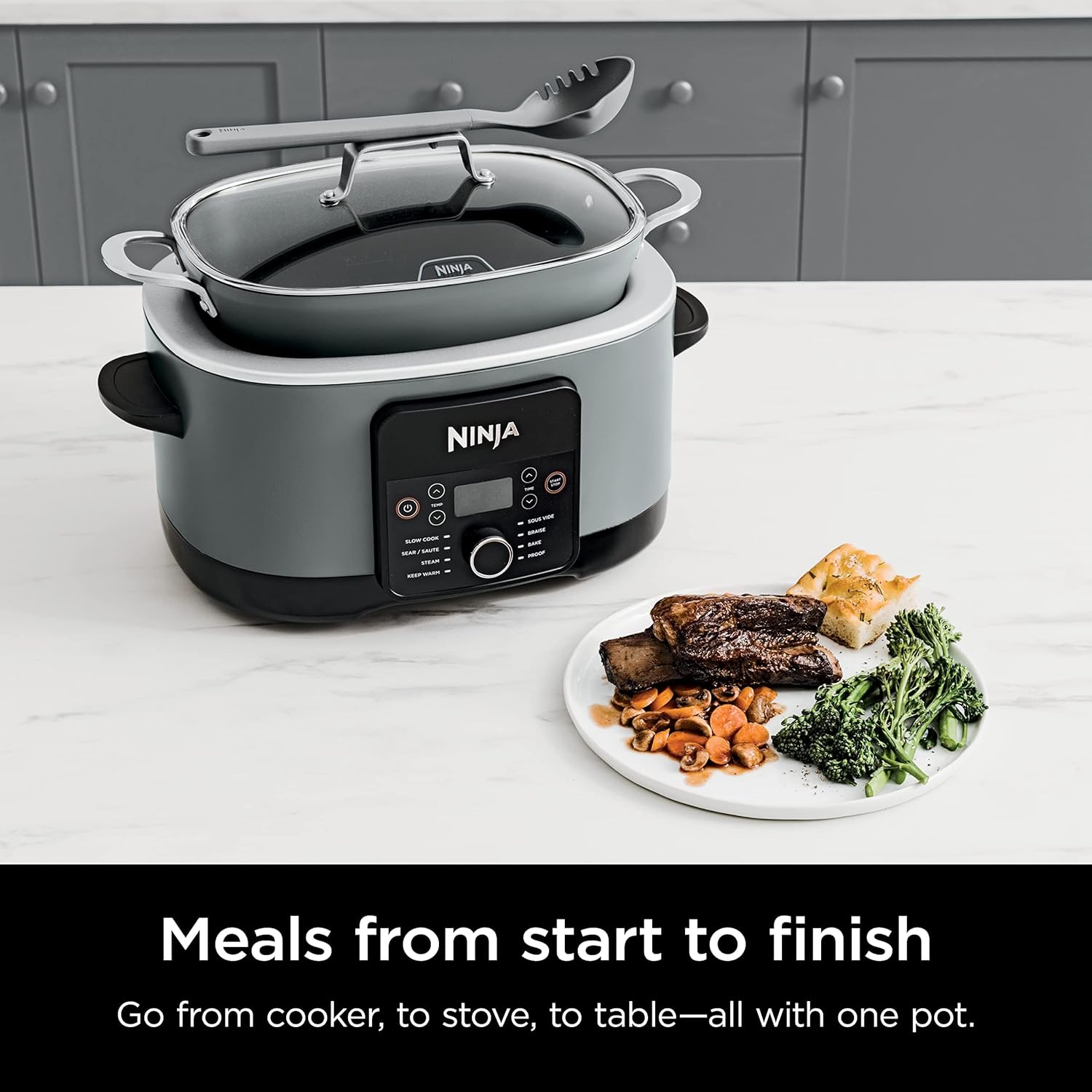 Ninja Slow Cookers 8.5-Quart Multi-Cooker with Dutch oven, steamer, glass lid with integrated spoon, nonstick and oven-safe pot wourant