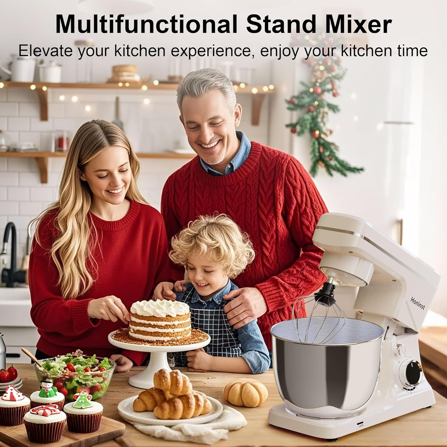 10-Speed Stand Mixer with 8-in-1 Splash Guard, Tilt Head, 6-Quart Stainless Steel Bowl + Dishwasher-Safe Dough Hook/Whisk/Blender/Scraper wourant