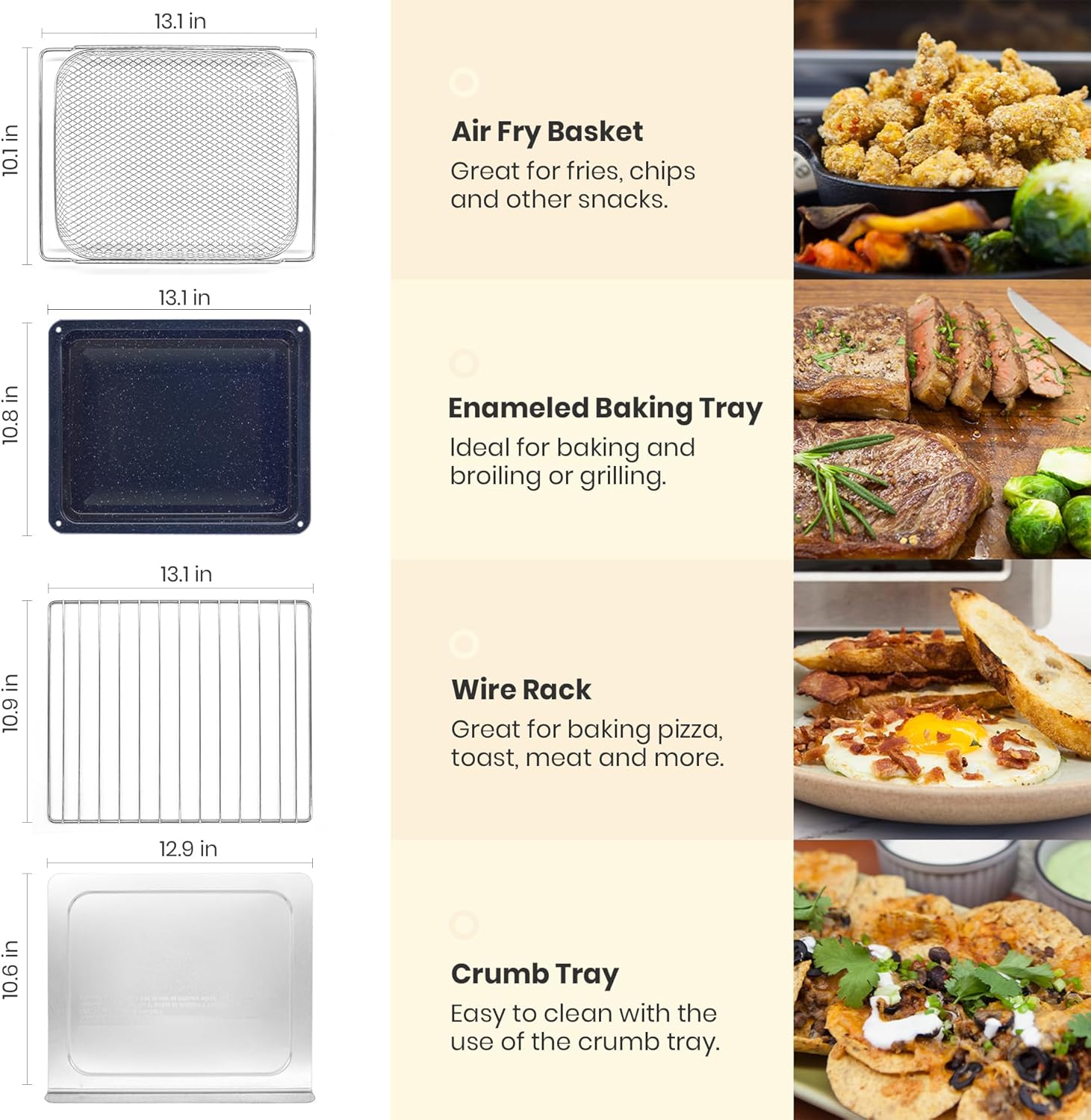Infrared Heating Air Fryer Toaster Oven, Extra Large Countertop Convection Oven 10-in-1 Combo, 6-Slice Toast, Enamel Baking Pan Easy Clean with Recipe Book, Black Matte Stainless Steel wourant
