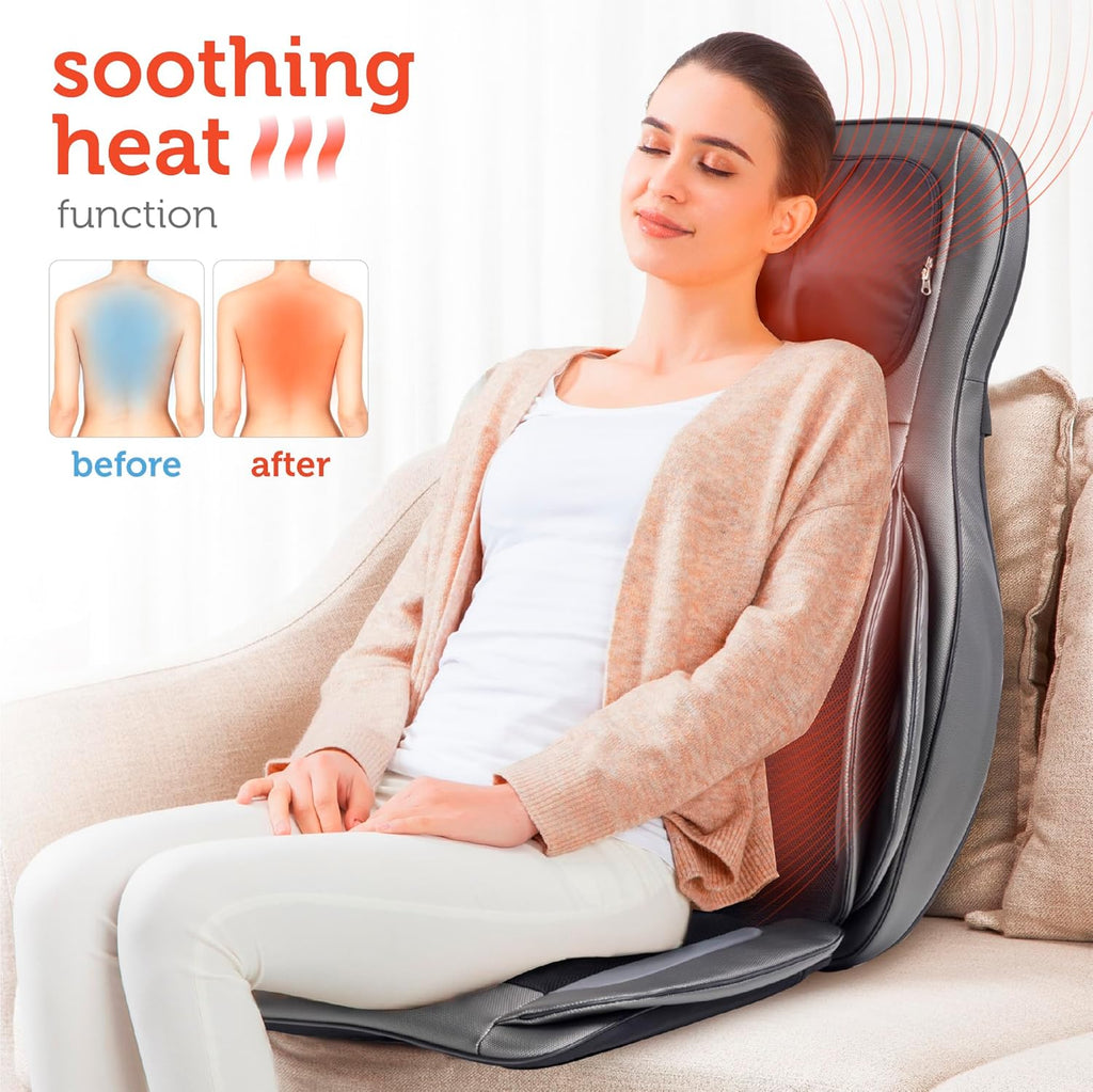 COMFIER Massager Chair with Heat Shiatsu Neck Back Massager Portable with Compress & Rolling Massage Chair Pad for Full Back Neck & Shoulders Full Body Pain wourant