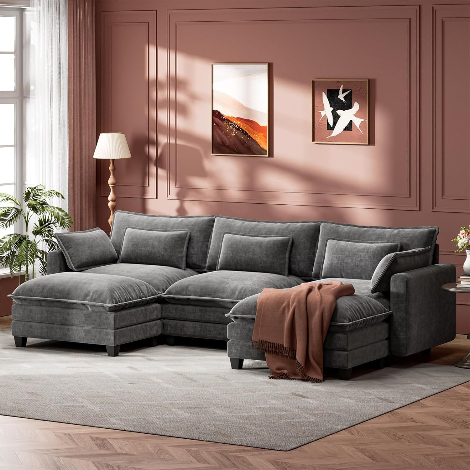 Marsail Modular Sectional Sofa 110.6" U-Shaped Modern Comfy Cloud Couch wourant
