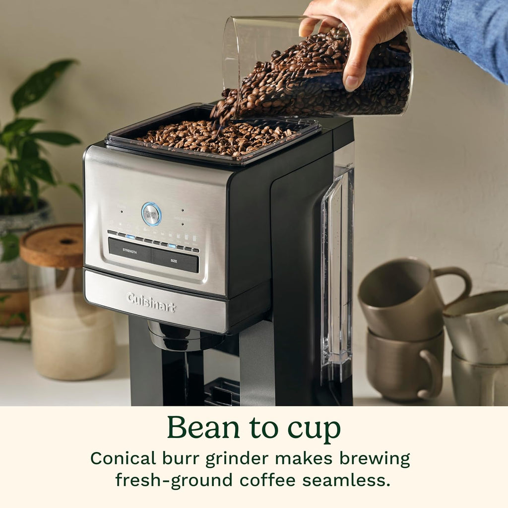 Cuisinart Coffee Maker, Custom Grind and Brew Single Cup Coffee Maker, 6 Cup Sizes, Built-in Stainless Steel Burr Mill, Adjustable Strength, Grind Control and Over Ice Feature, Easy Cleaning, DGB-30 woonhhop
