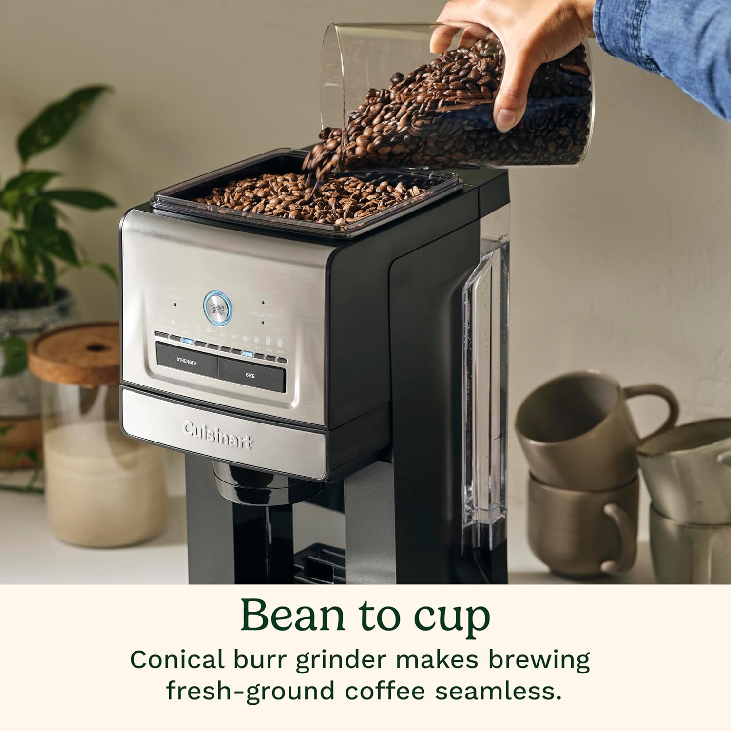 Cuisinart Coffee Maker, Custom Grind and Brew Single Cup Coffee Maker, 6 Cup Sizes, Built-in Stainless Steel Burr Mill, Adjustable Strength, Grind Control and Over Ice Feature, Easy Cleaning, DGB-30 woonhhop