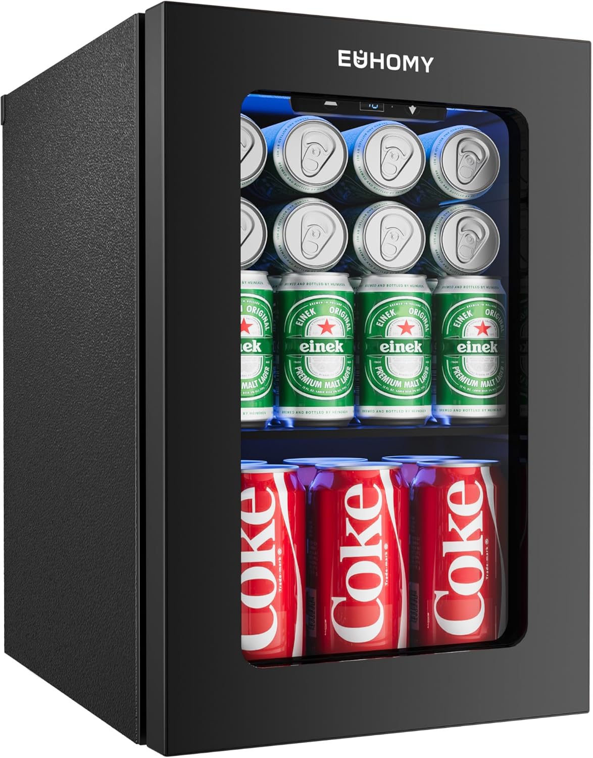 EUHOMY Beverage Refrigerator Cooler, 130 Can Mini Fridge with Glass Door for Soda Beer or Wine, Beverage Cooler for Home, Office, Bar with Adjustable Removable Shelves, Silver wourant