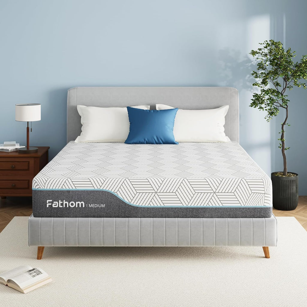 FATHOM Medium Queen Mattress 12 Inch Memory Foam Mattress Queen Size Bed in a Box for Back Pain Relief and Cool Sleep with Gel Foam and Removeable Fiberglass Free Cover, CertiPUR-US Certified woonhhop