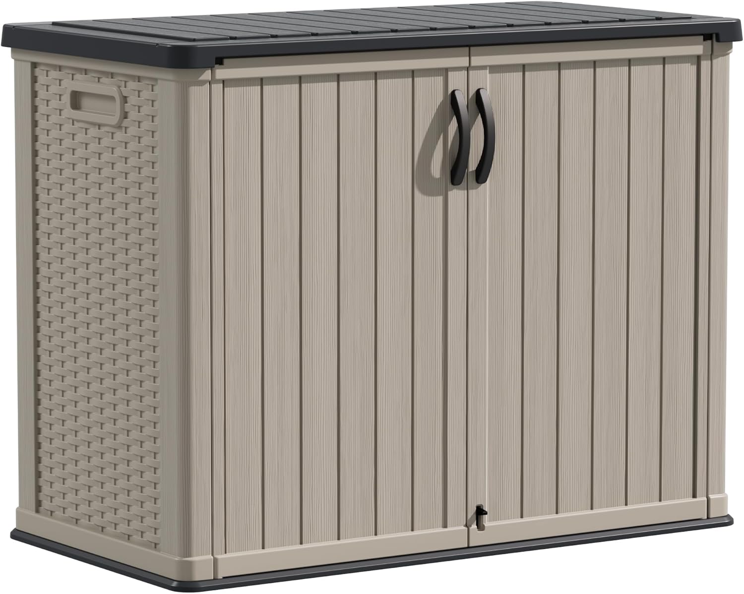 Devoko Outdoor Storage Cabinet 26 Cu Ft with Lockable Doors, Horizontal Storage Shed Waterproof Patio Tools Storage Box wourant