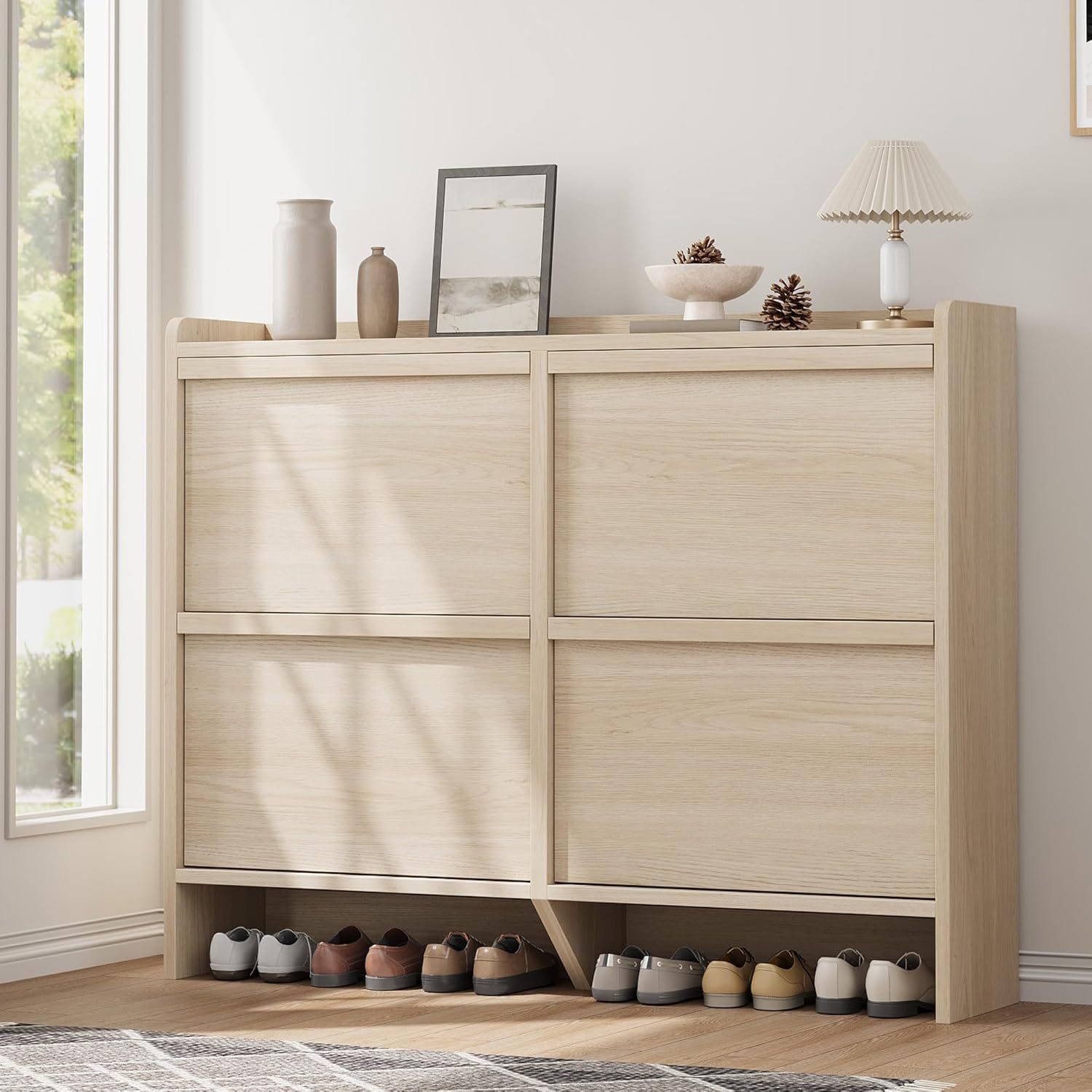 GarveeHome Shoe Cabinet with 3 Flip Drawers Wooden Shoe Organizer Cabinet Shoe Storage Hidden wourant