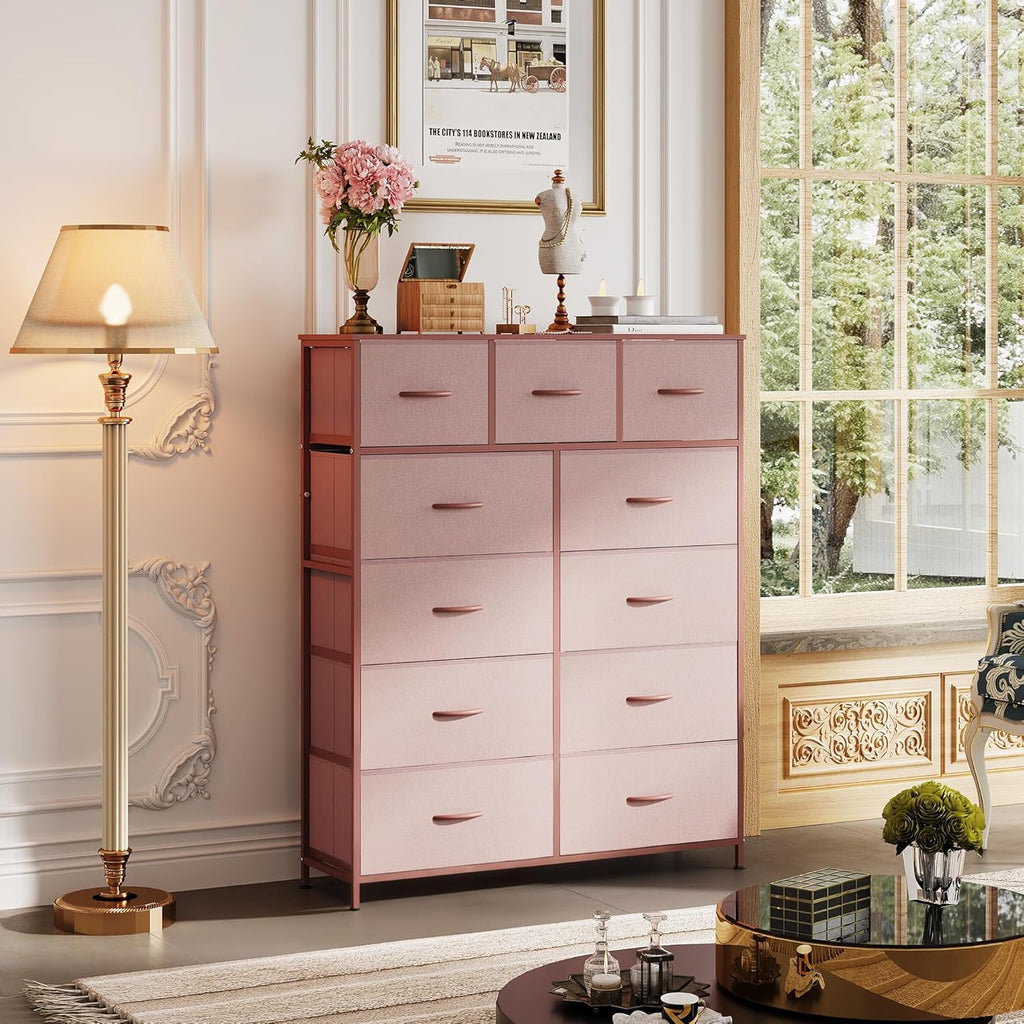 Storage Organizer Unit with 11 Fabric Bins, Storage Drawers Organizer with Steel Frame, Tall Storage Tower Organizaton wourant