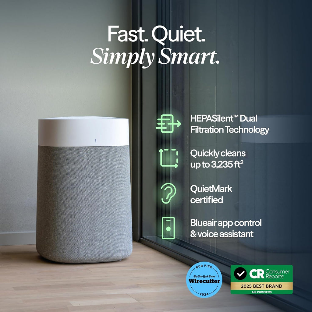 BLUEAIR Air Purifiers for Large Rooms, Cleans 3,048 Sqft In One Hour, HEPASilent Smart Air Cleaner For Home, Pets, Allergies, Virus, Dust, Mold, Smoke - Blue Pure 211i Max woonhhop